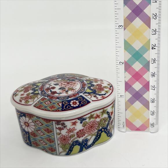 Vintage Japanese Imari Empress Porcelain Floral Print Trinket Box - Picture 5 of 7